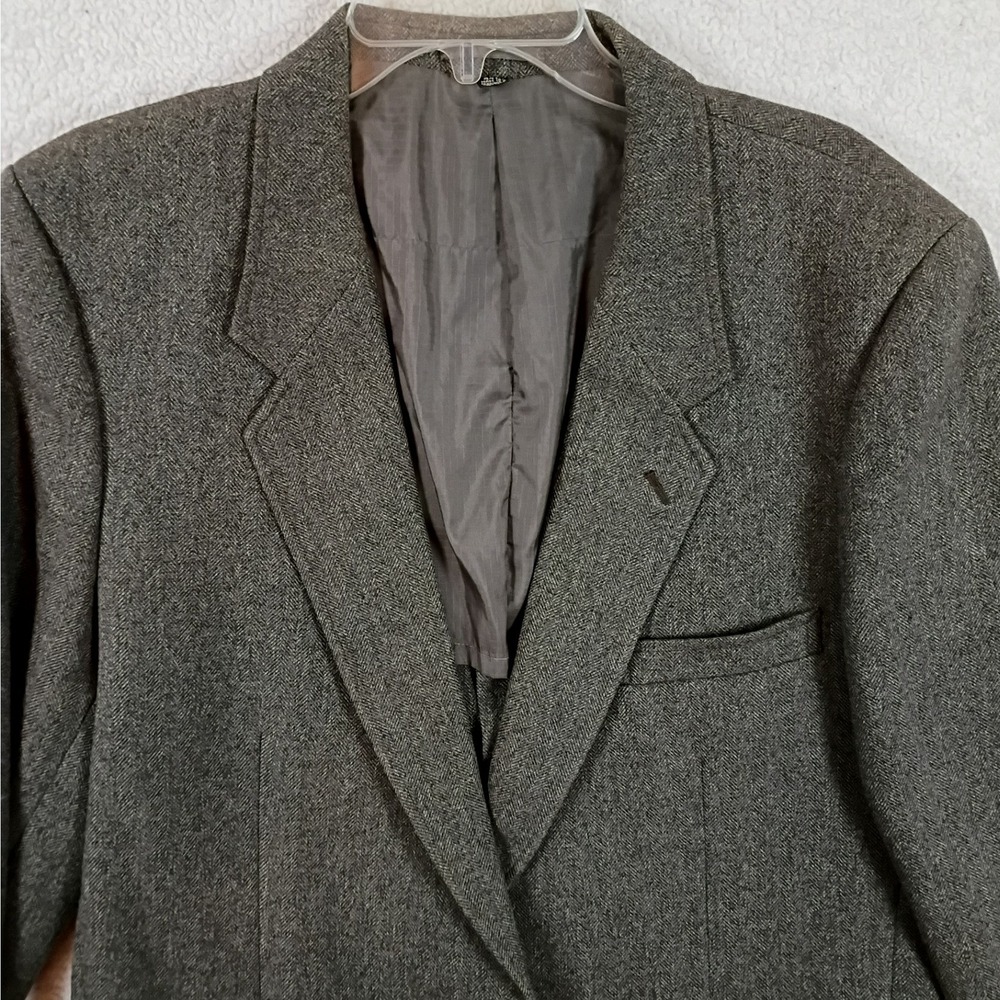 Patagonia Vintage 80s Blazer Mens 44L Gray Herringbone Tweed Sport Coat Rare
